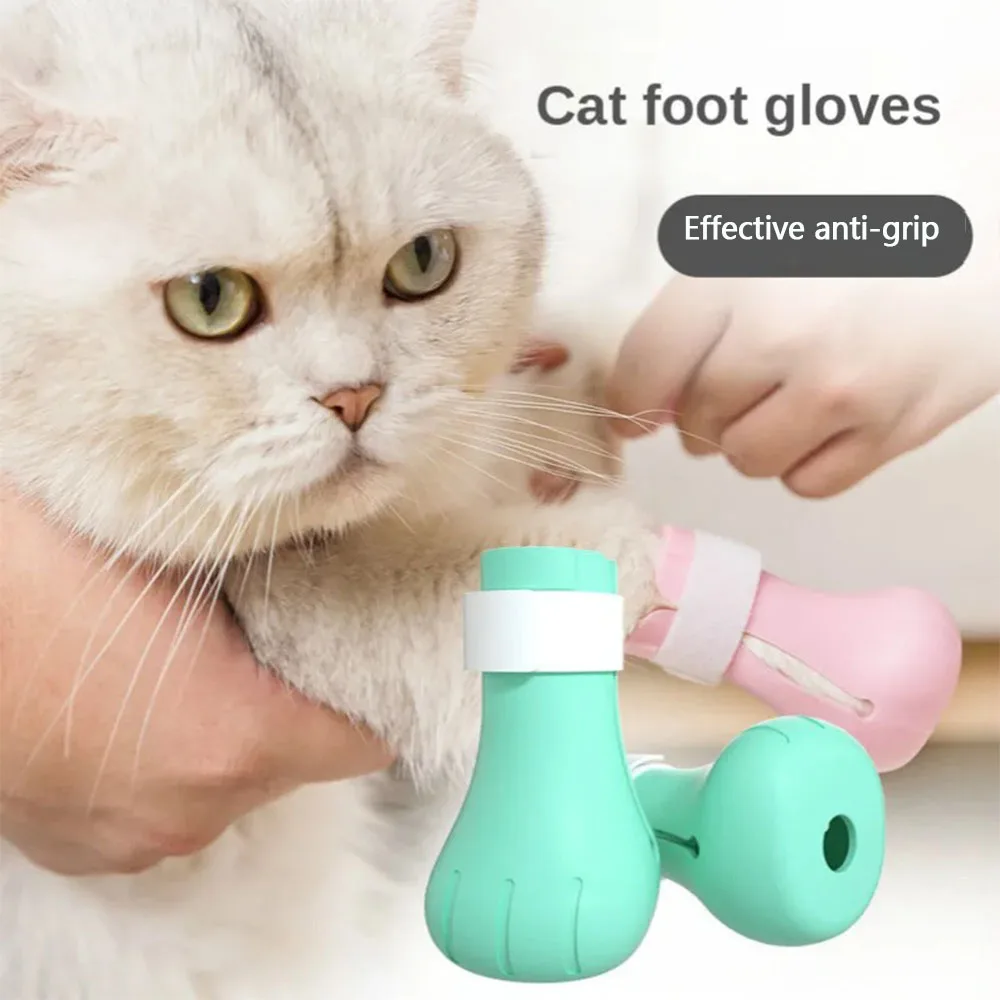 4pcs Adjustable Silicone Anti-scratch Cat Foot Shoes for Grooming Bath Washing Claw Cover Socks Cut Nails Protector Pet Supplier