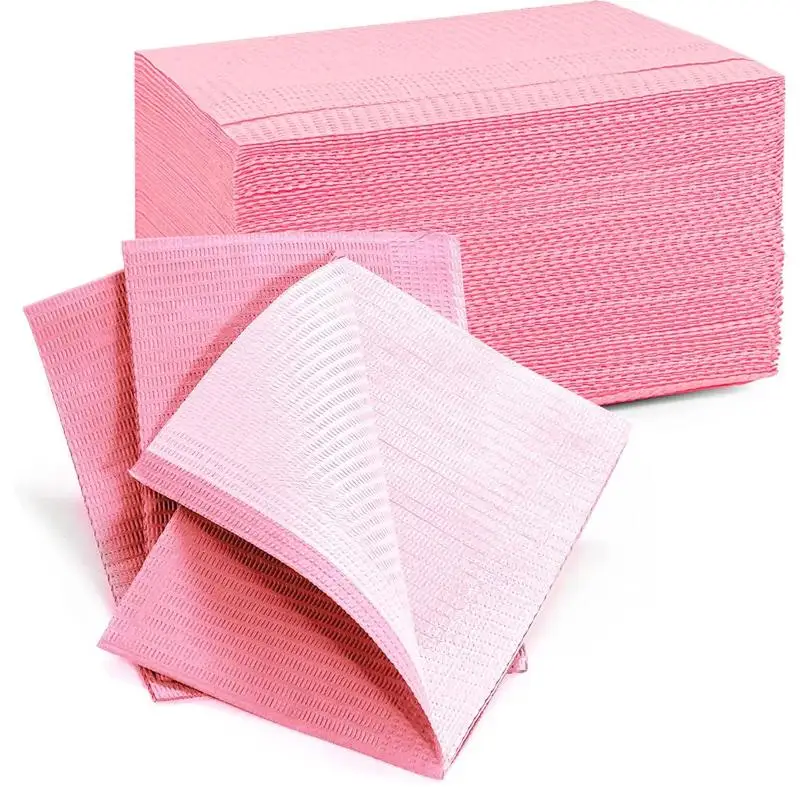 Disposable Nail Manicure Table Mat Foldable Pink 3 Ply Waterproof Nail Art Pad for Professional Salon Travel Use