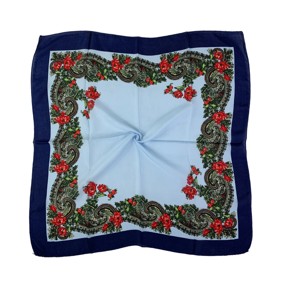 70*70cm sciarpa quadrata floreale russa donna fiore di lusso stampato Bandana Babushka fazzoletto testa avvolge sciarpe fascia donna