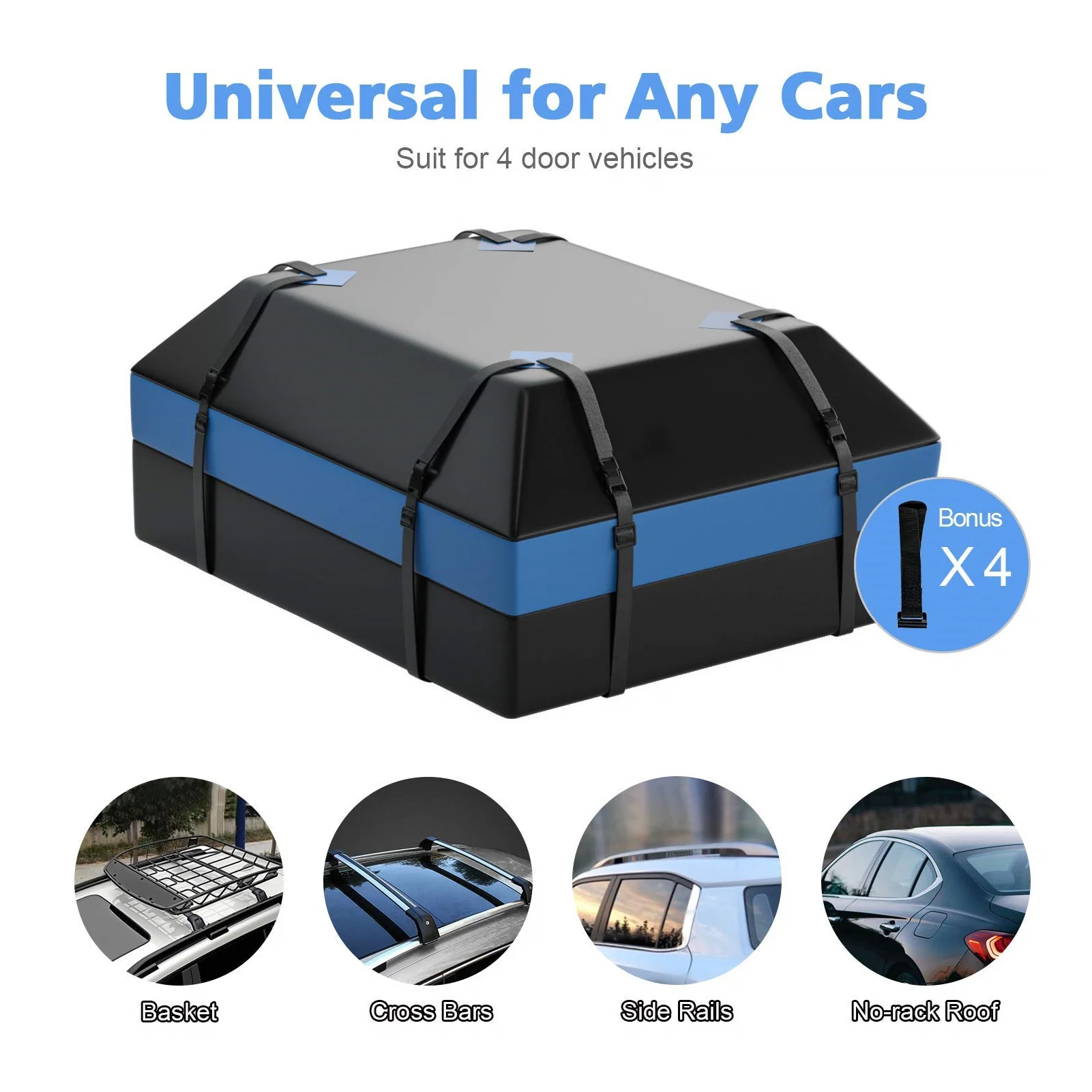 Roof Cargo Bag Car Roof Bag For Cargo 15 Cubic Feet Car Roof Bag Cargo Carrier Waterproof Rooftop Cargo Carrier With 8