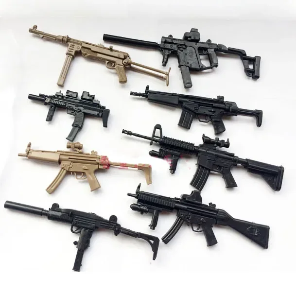 1/6 MP5 MP40 MP7 Assault Rifle UZI Submachine Gun Model Plastic Assemble Kit Simulation Weapon Military Toys Color Random