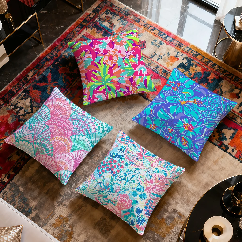 fashion art L-Lily P-pulitzer flower art soft pillow cover for Sofa Home Living Room Decor Protective Covers hogar pillowcase
