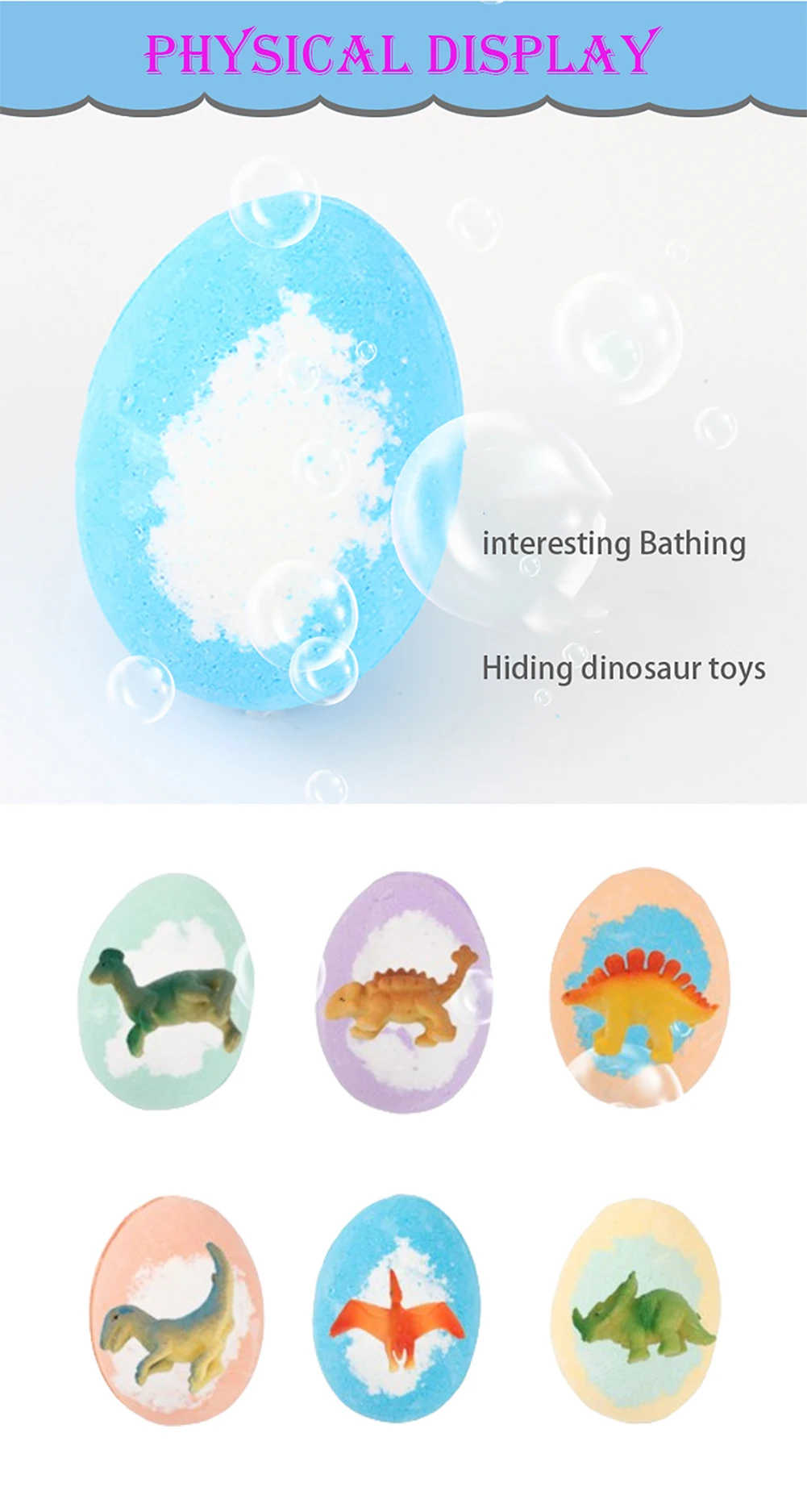 6pcs/set Egg Bath Bombs Dinosaur Toy Gift For Kids Fun Educational Bath Toys Exfoliating Moisturizing Aromatherapy SPA Salt Ball