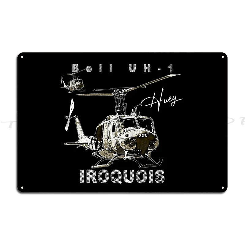 Iroquois Helicopter  Blueprint Metal Sign Garage Bar Pub Retro personalized  Tin Sign Poster