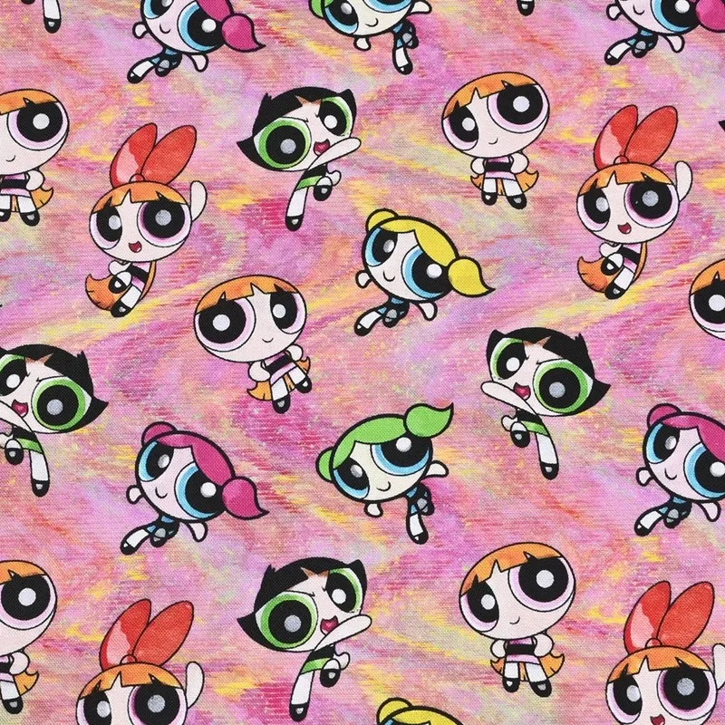 

Ткань Powerpuff для девочек, 100% хлопчатобумажная ткань, швейный материал для лоскутного шитья, сделай сам, стеганая детская одежда, материал платья