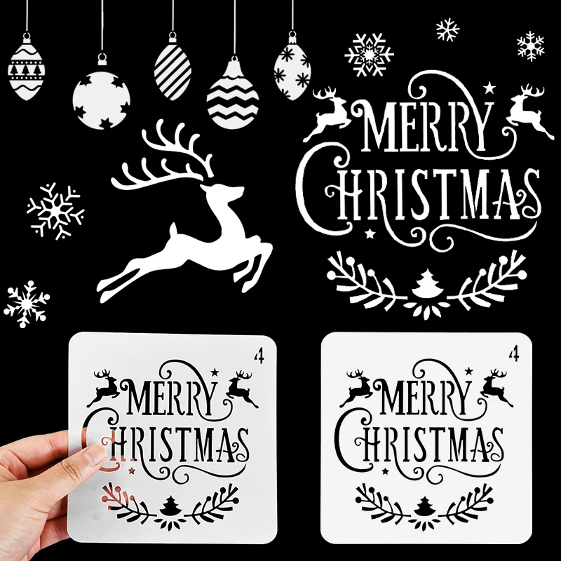 

Christmas DIY Handmade Crafts Layering Stencils For Walls Painting Embossing Paper Card Template DIY Window Scrapbooking Decor