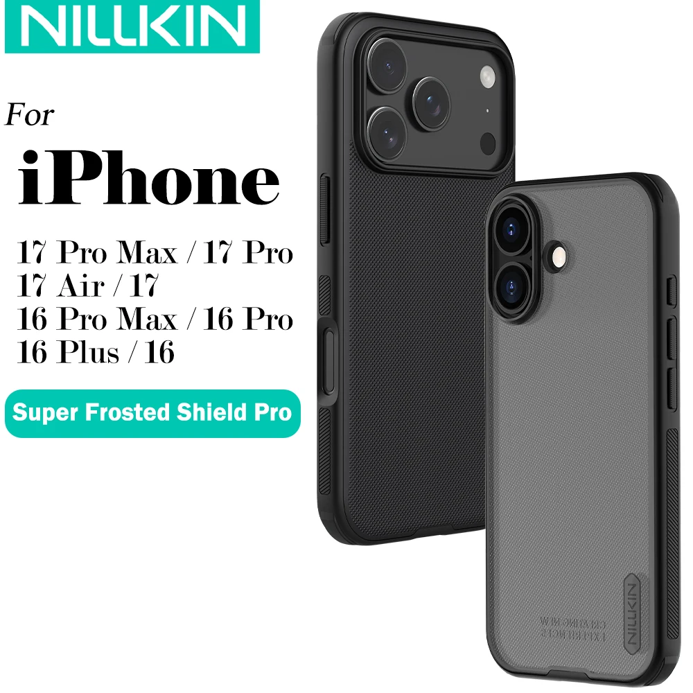 Nillkin para iphone 17 pro max 17 ar iphone 16 pro max 16 plus escudo fosco pro caso de telefone anti impressão digital capa traseira