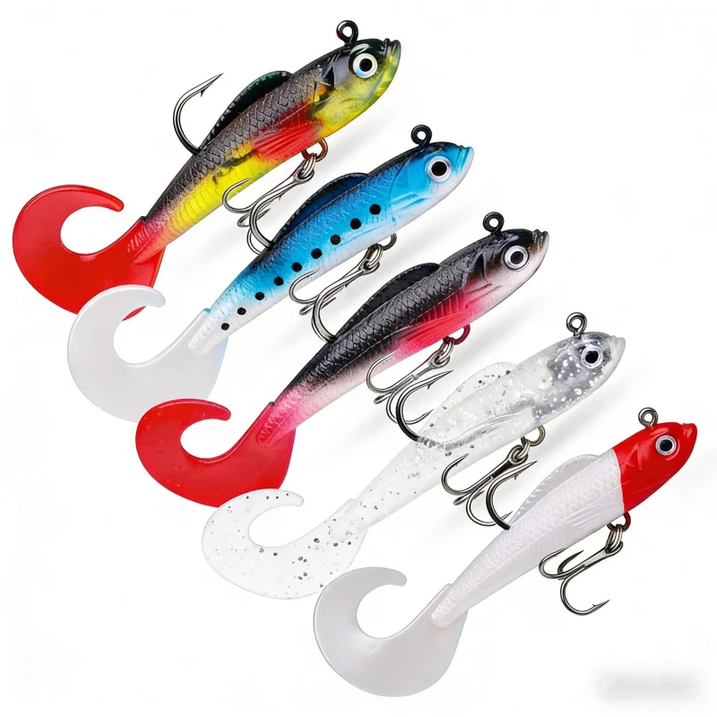 

Lure for Bass and Perch, Soft Bait5cm8.7gCurly Tail Lead Fish Universal Simulation Bait for Freshwater and Saltwater