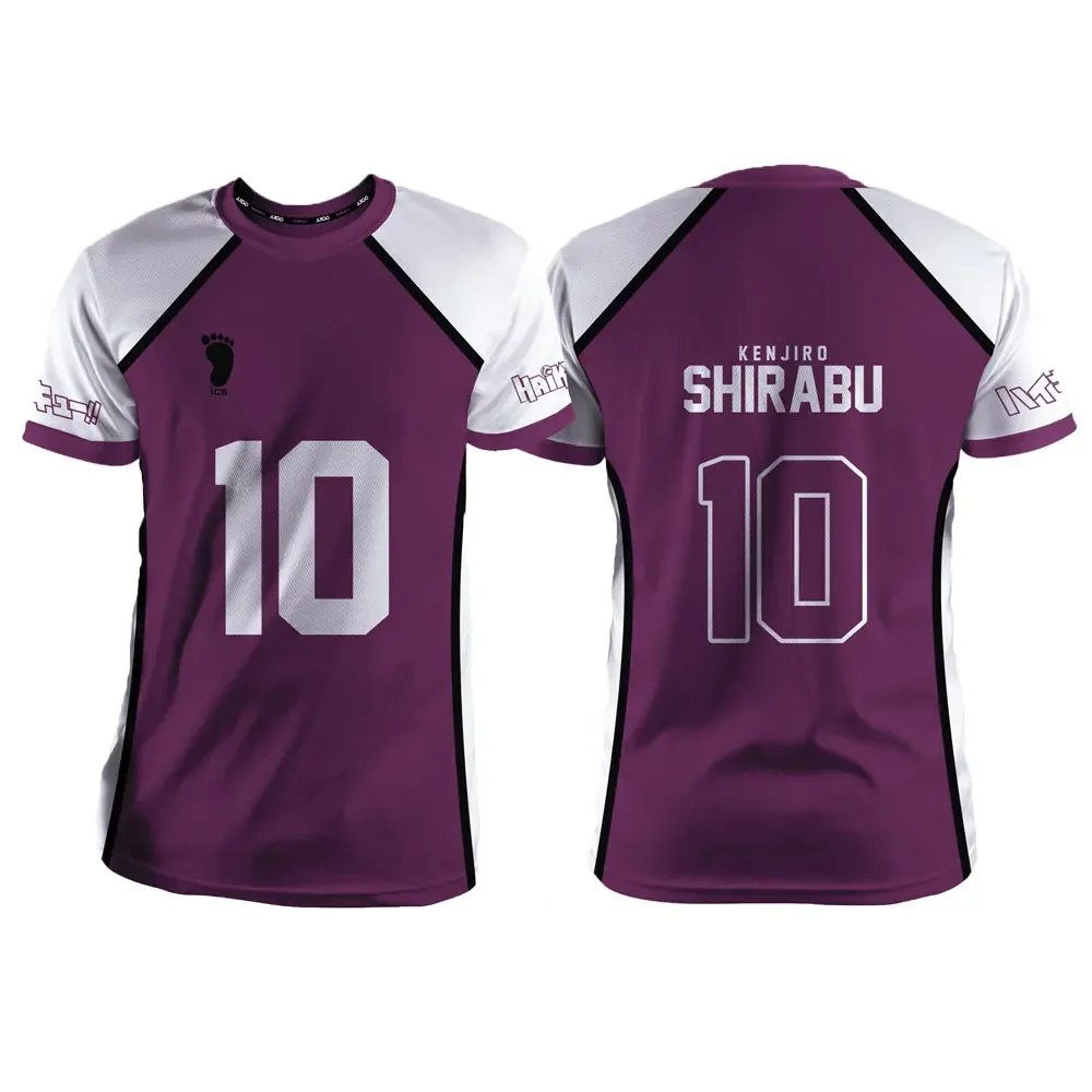 

Haikyuu Shiratorizawa Purple Cartoon Anime Cosplay Men Jersey Summer Short Sleeve Children Tee Tops 2024 Fashion Women T-shirt