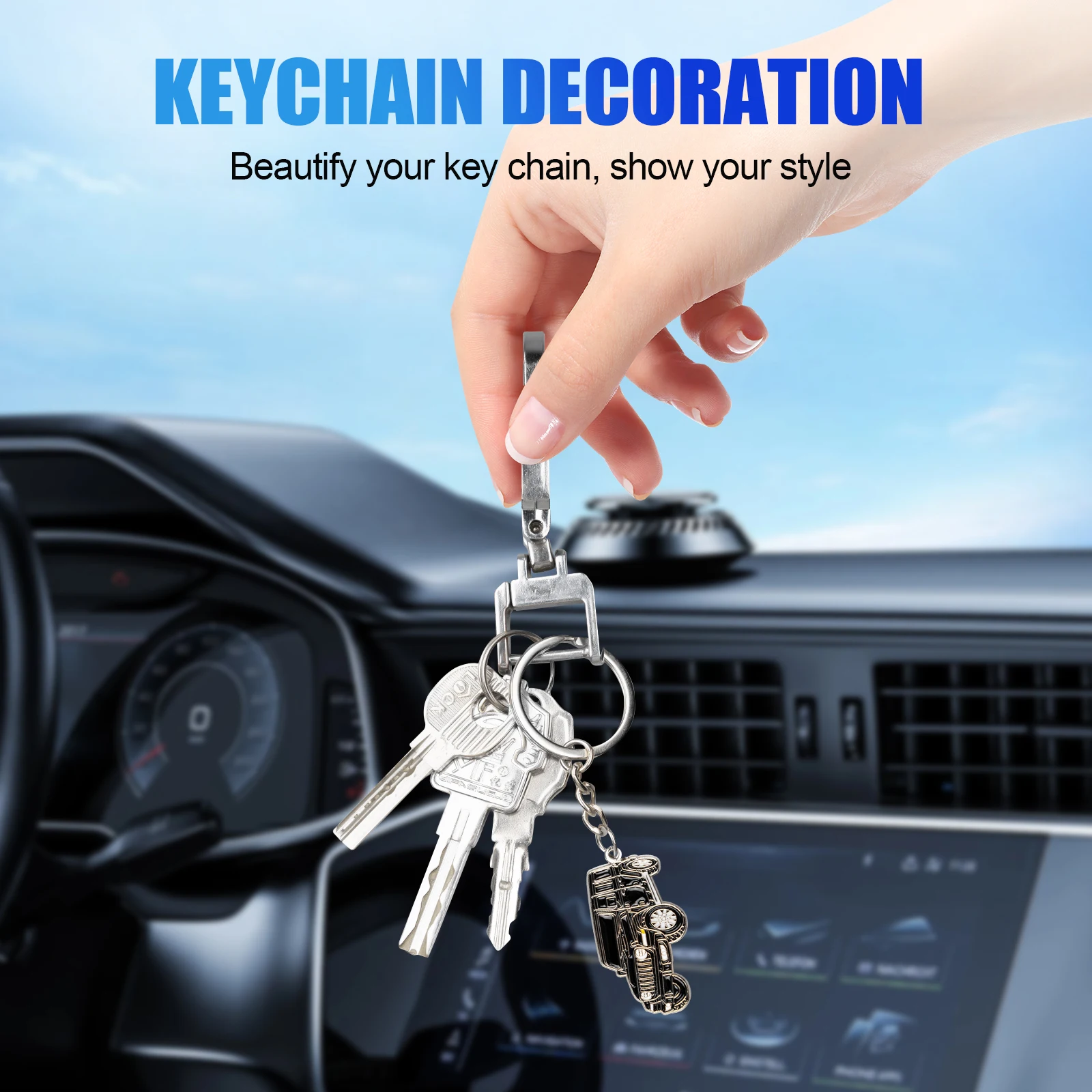 Car Key Chain Fit For Car SUV Truck Metal Key Chain Fob Cover Car Mods Keychain Accessory With Key Ring