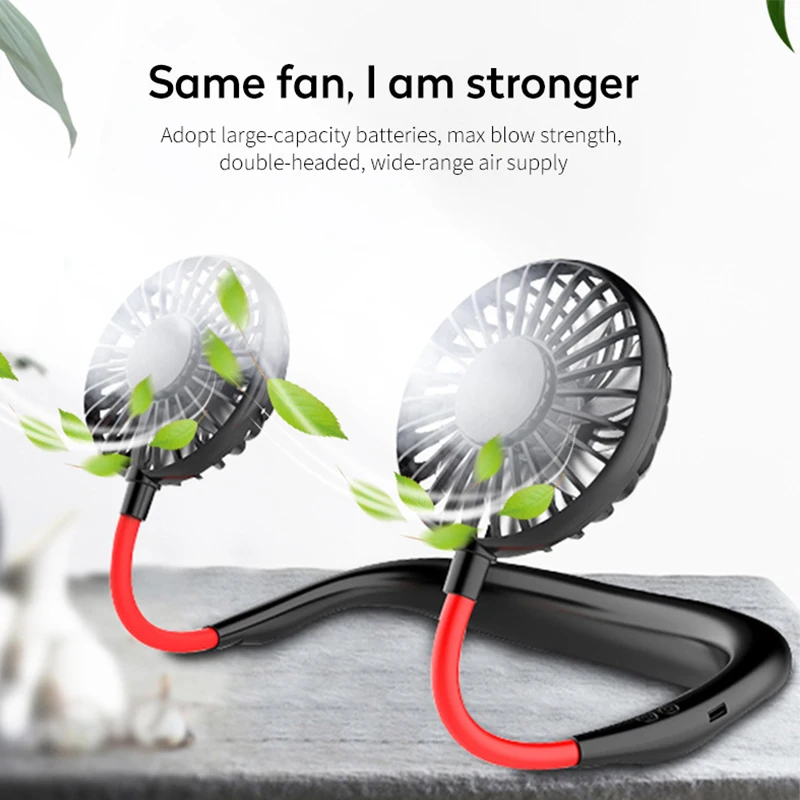 High-quality low-cost custom-made LED lightweight neck fan rechargeable wall-mounted mini neck cooling fan