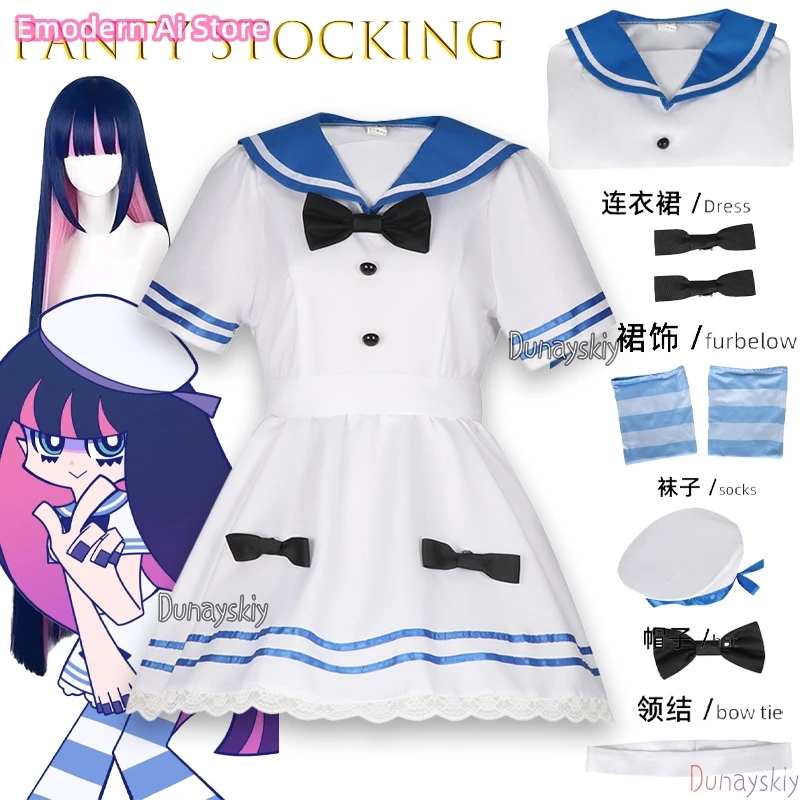 

‌‌‌‌‌‌‌‌Panty Cosplay Stocking With Garterbelt Stocking Sailor Suit Cos 코스프레 의상 JK Uniform Anime Character Outfit Halloween‌