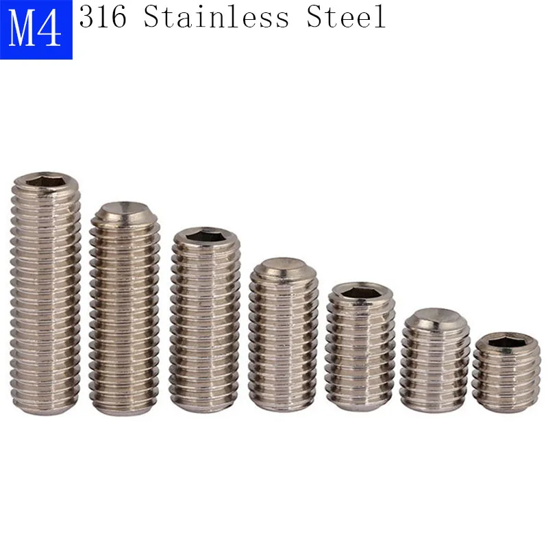 M4 - 0.7 316 Stainless Steel A4 Hex Socket Set Screws with Cup Point Grub Screws bolts DIN 916