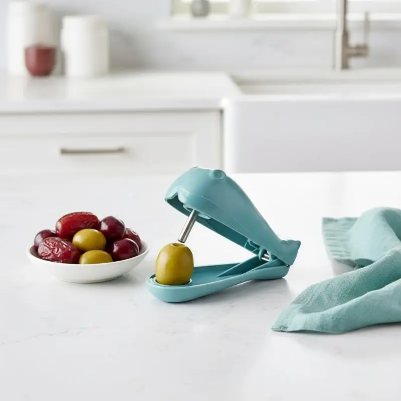 Cute Whale Shaped Cherry Pitter With Stainless Steel Corer Easy Grip Handle For Home Kitchen Jam Making Tool