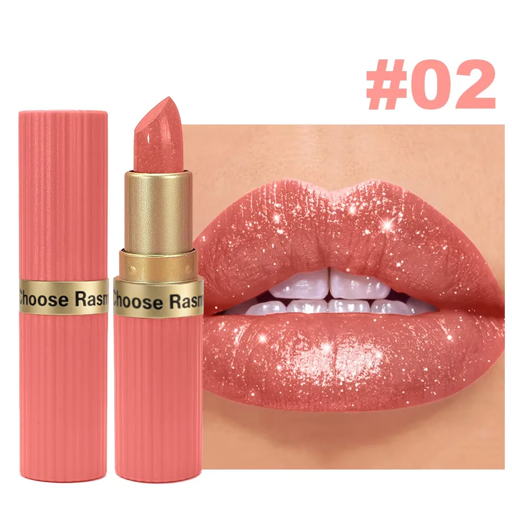 Parelmoer Roze Glitter Fluwelen Lippenstift Metallic Waterdicht Langdurig Matte Shimmer Diamant Lippenstift Dames Make-up Cosmetisch
