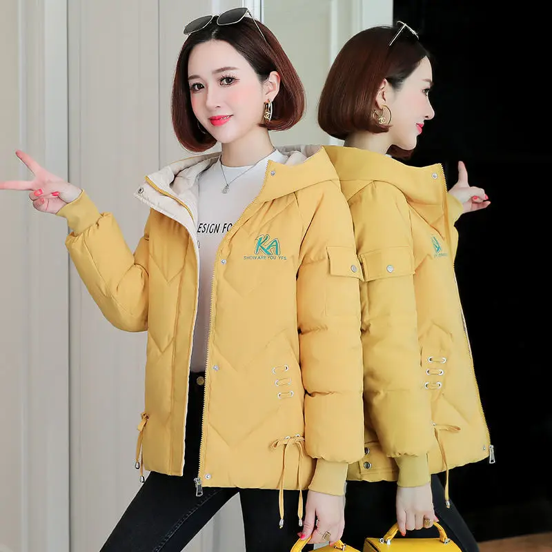 Women 2023 Winter New Down Cotton Jacket Short Korean Loose Bread Jacket Jacket Printed Jacket Thickened Cotton Jacket