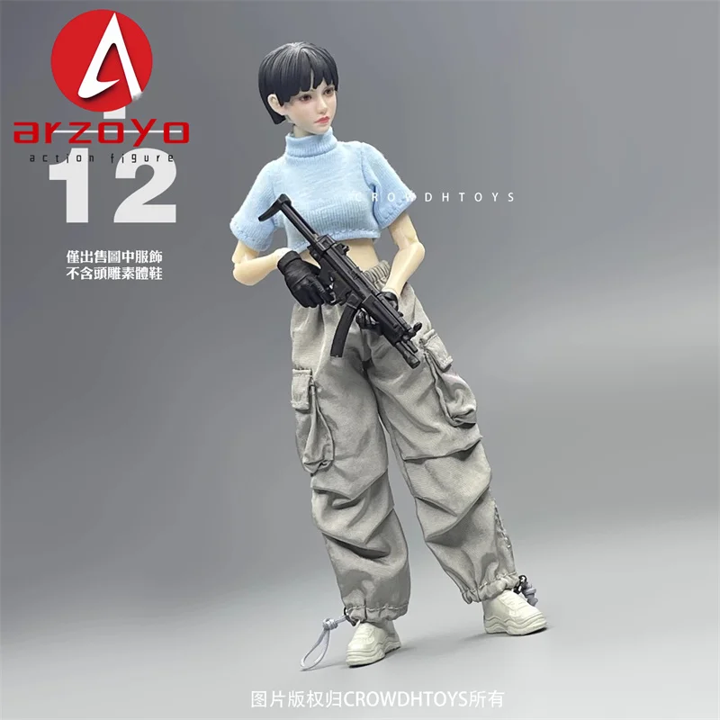 1/12 Scale Female Tight Short T-shirt High Neck Short Sleeved Clothes Model Fit 6''Romankey Soldier BJD Action Figure Body Dolls
