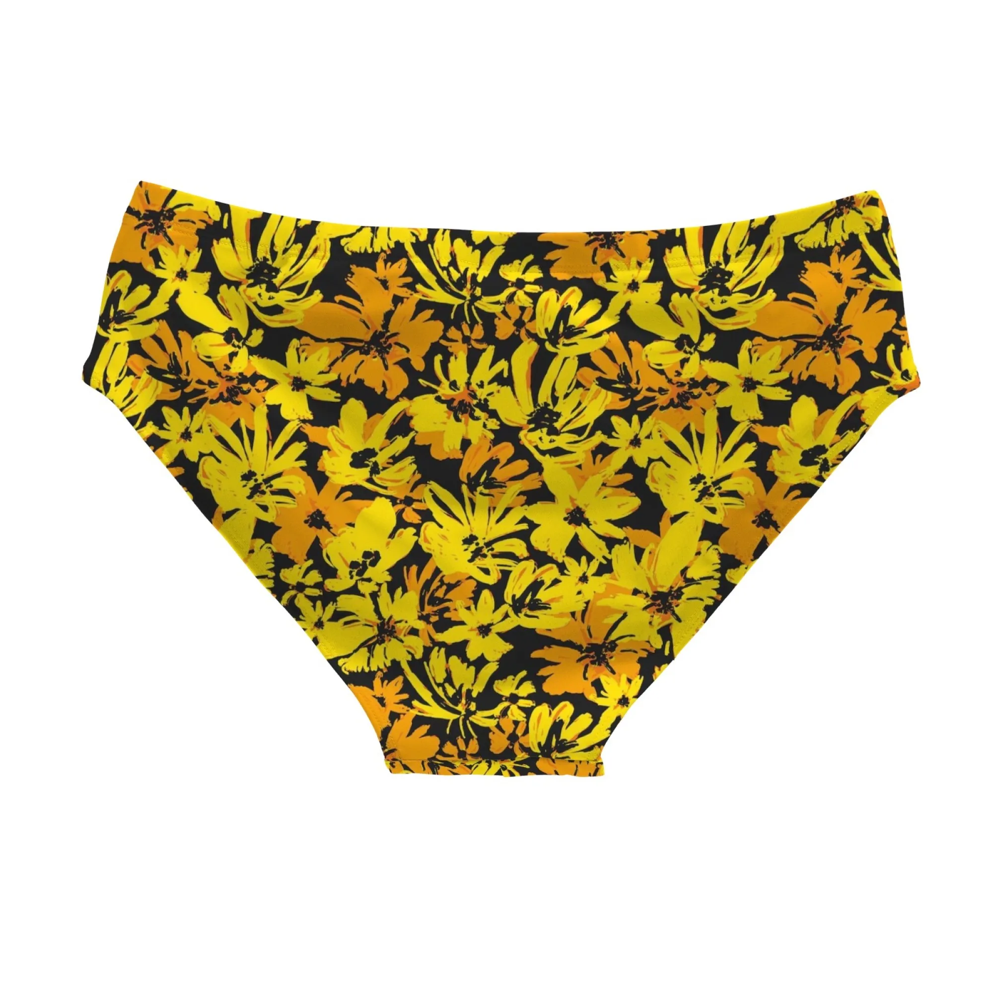 Retro Yellow Floral Abstract Print Men's Briefs Soft Quick-drying for Beach Pool Parties Harajuku Y2k Swimming Board Trunks