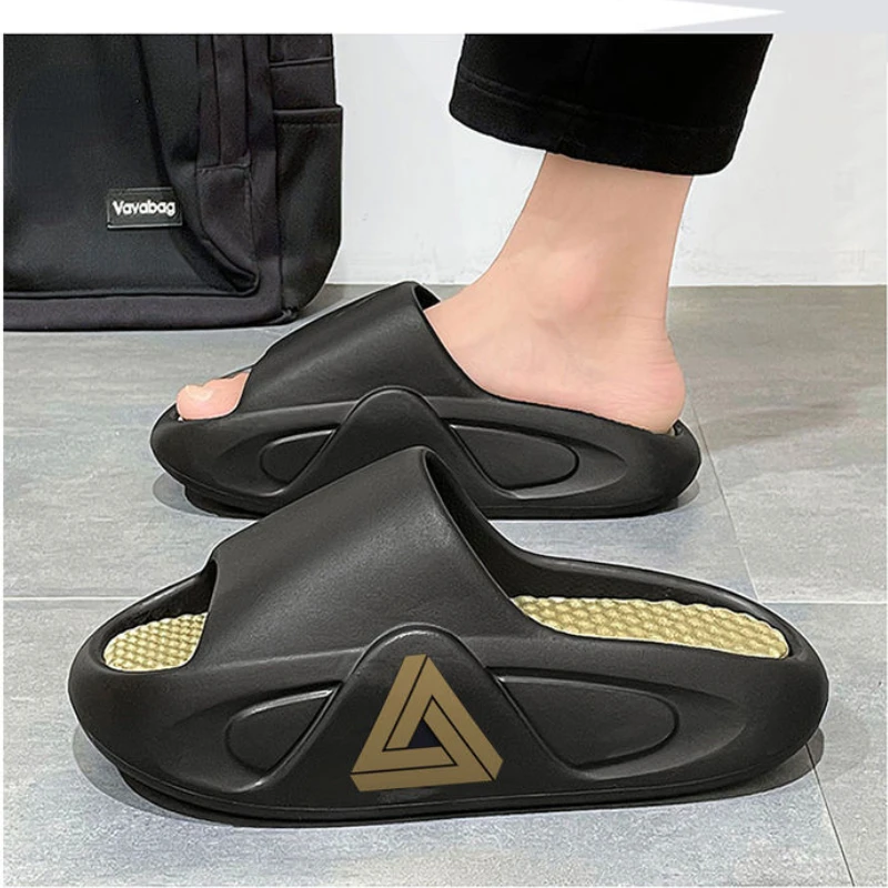 

Новые летние мужские массажные тапочки для дома и улицы, пляжные повседневные сандалии, нескользящие шлепанцы на платформе из ЭВА с мягкой подошвой