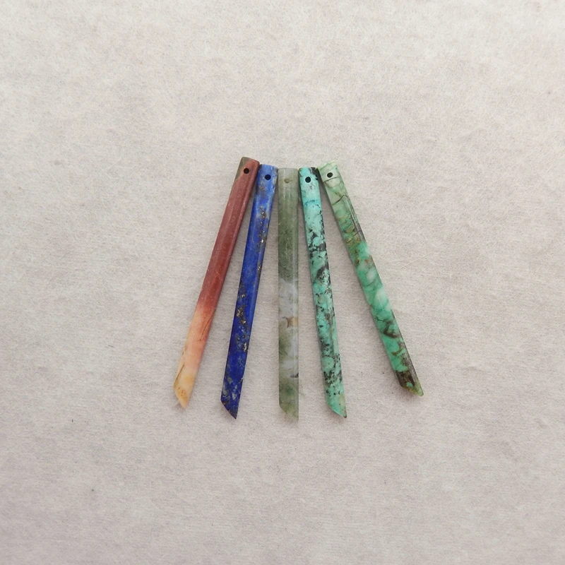 

5 шт., набор длинных бусин-подвесок из натурального камня, хризоколла, мох, агат, лазурит, мукит, яшма для изготовления модных ювелирных изделий