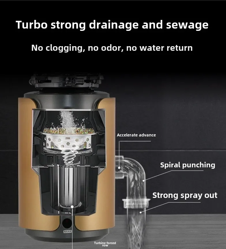 Семиступенчатая шлифовальная кухонная пищевая мясорубка, 560 Вт, беспроводной переключатель, бытовой комбайн для пищевых отходов с турбонаддувом