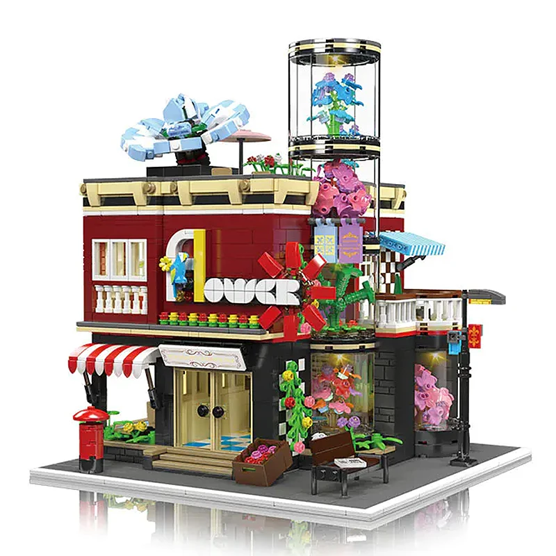 Kreative Straßen ansicht Ecke Post Bausteine Architektur Modell Moc montieren Ziegel Spielzeug