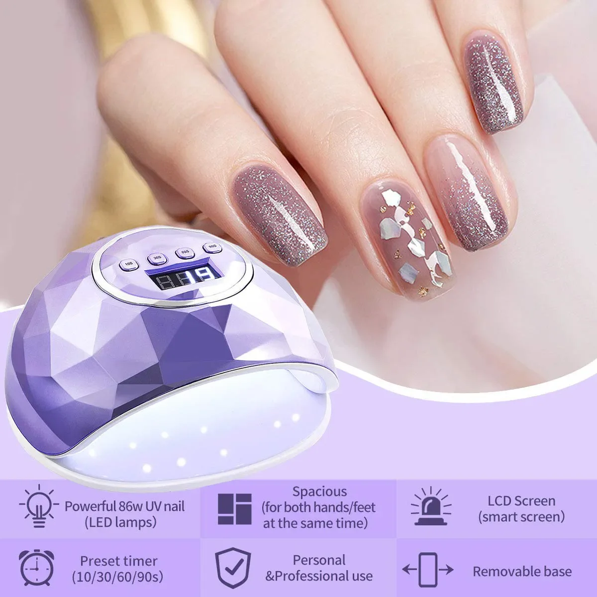 Powerful UV LED Nail Lamp For Drying All Gel Polish With 39 LEDs Fast Dryer Manicure Lamp With Smart Sensor 86W Nail Art Tools