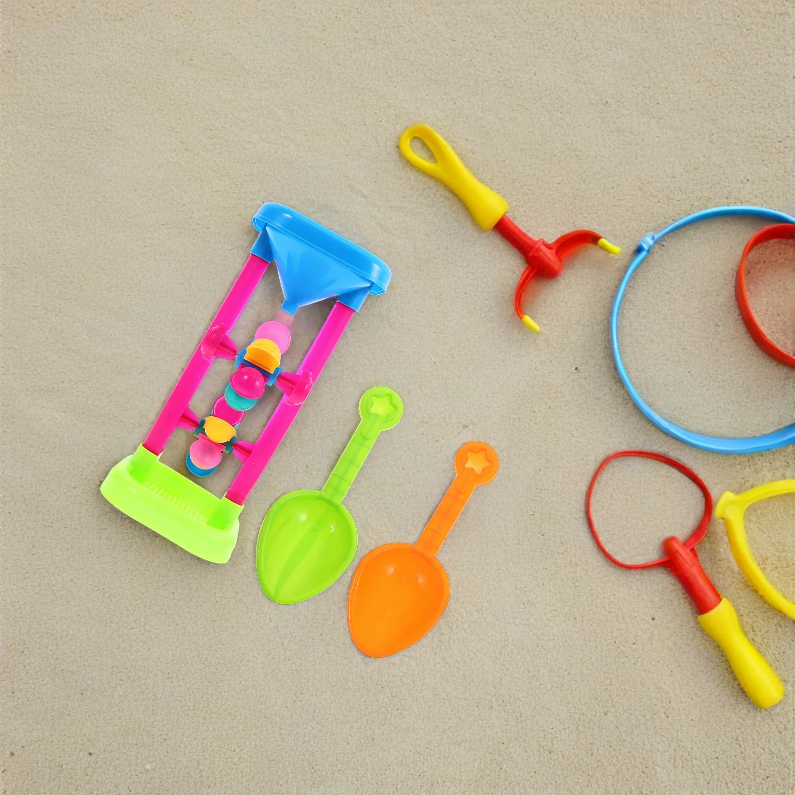 子供用屋外水車砂遊びセット プラスチックビーチふるい漏斗砂時計プレイセット 夏の砂場おもちゃ 子供ビーチアクティビティ