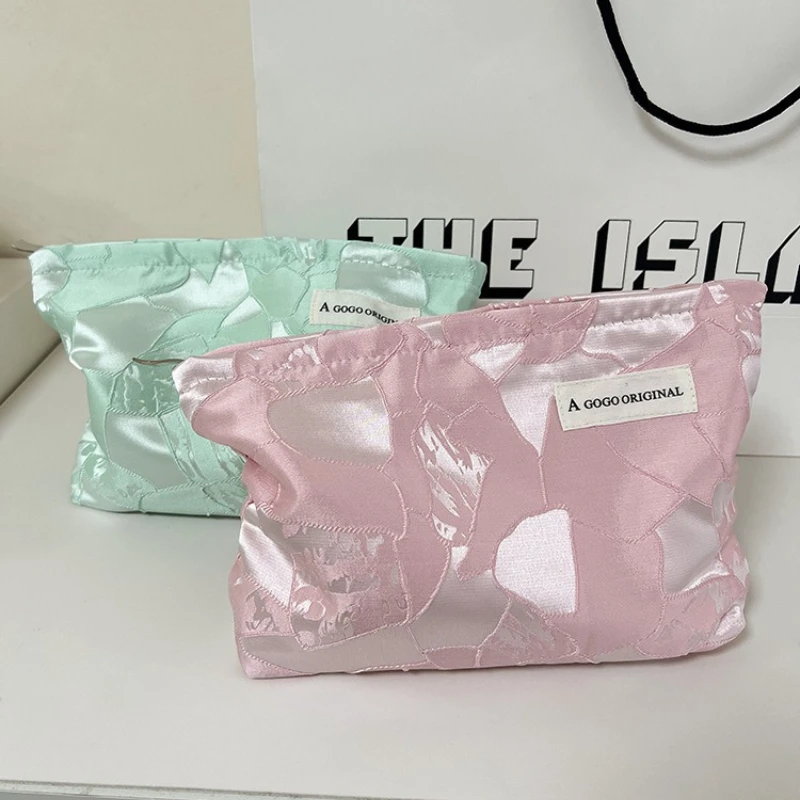 Portable Simple Canvas Makeup Pouch for Travel, Toiletry Storage Bag for Women, Handheld Liner Organizer