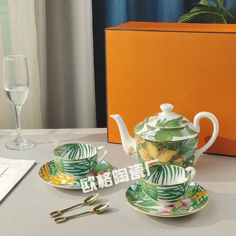 

Керамический чайник премиум-класса, набор кофейных чашек и тарелок, домашняя посуда, идеально подходящая для ежедневного использования на завтрак, чаю, кофе