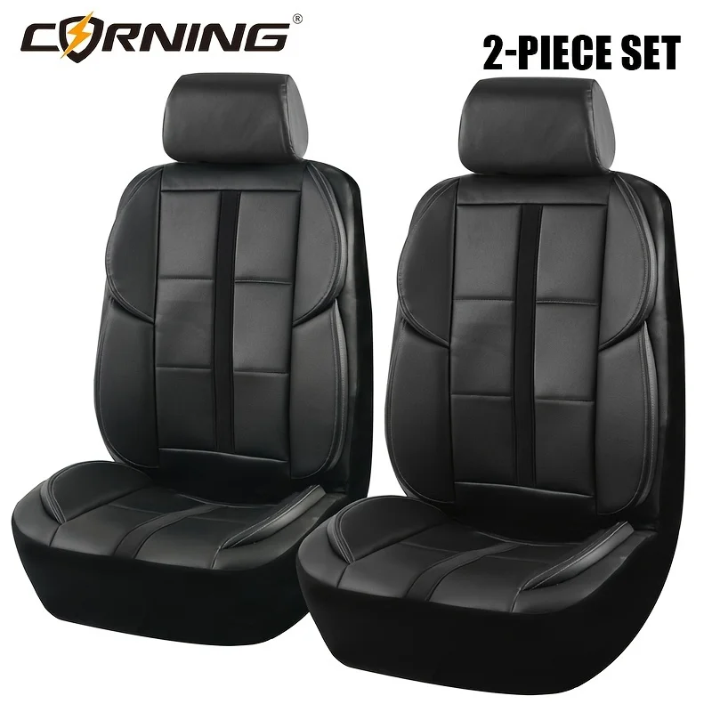 

Universal Black PVC Car Seat Covers with Sponge Stitched Armrest Design High-End Feel Car Seat Protector Cover One-Piece Install