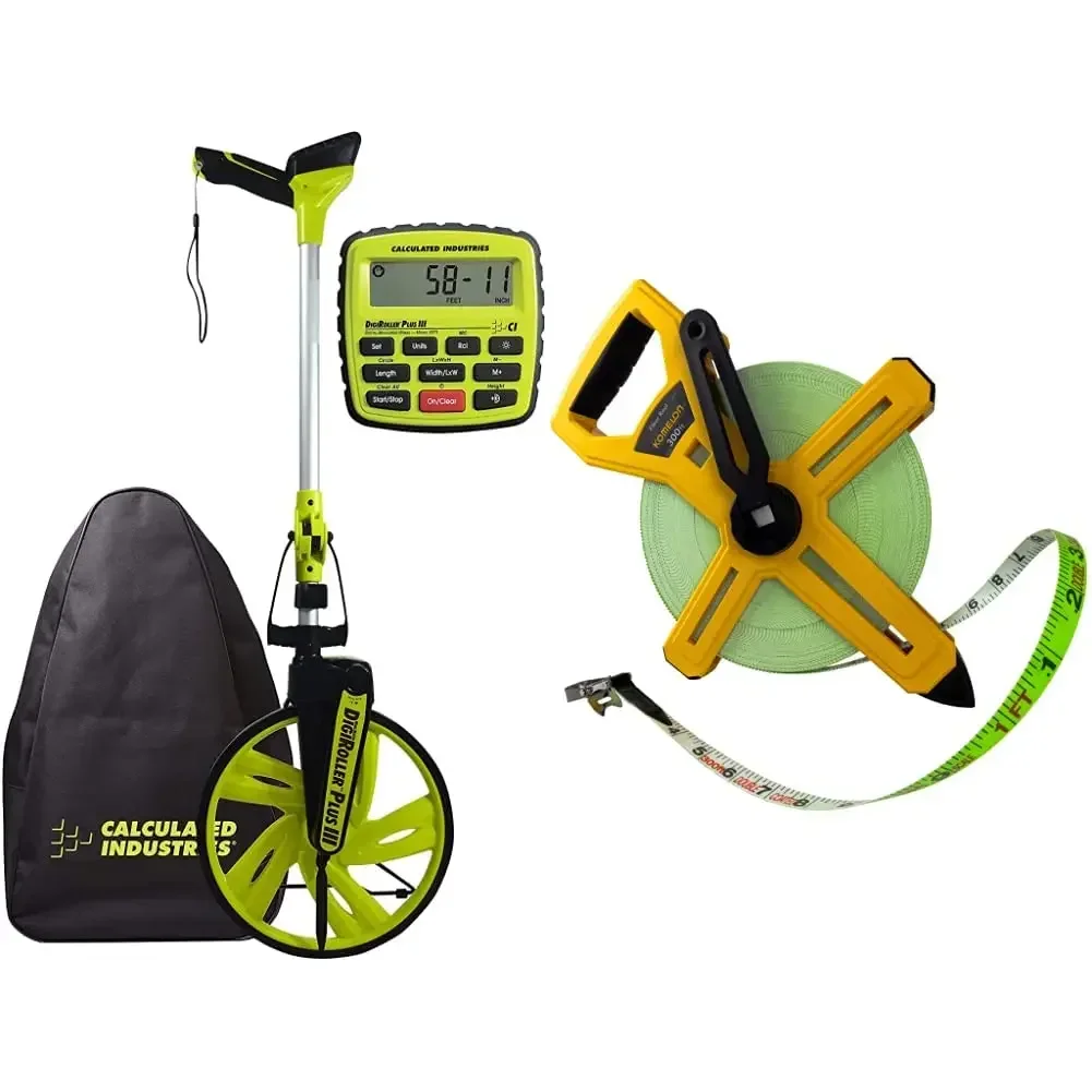 DigiRoller Plus III 12.5 Inch Electronic Distance Measuring Wheel and 300-Feet Komelon Open Reel Fiberglass Tape Measure