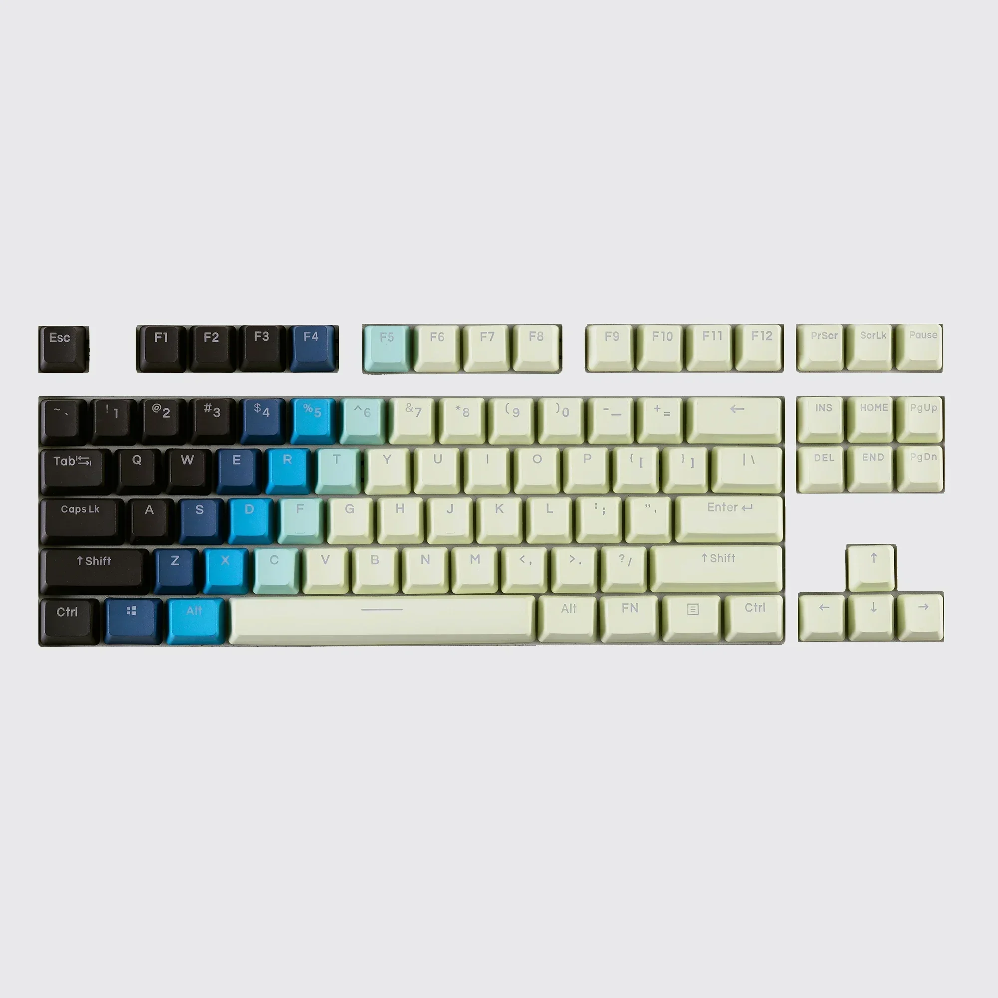 Azure light-transmitting PBT keycap OEM side engraving gradual change 687598 mechanical keyboard