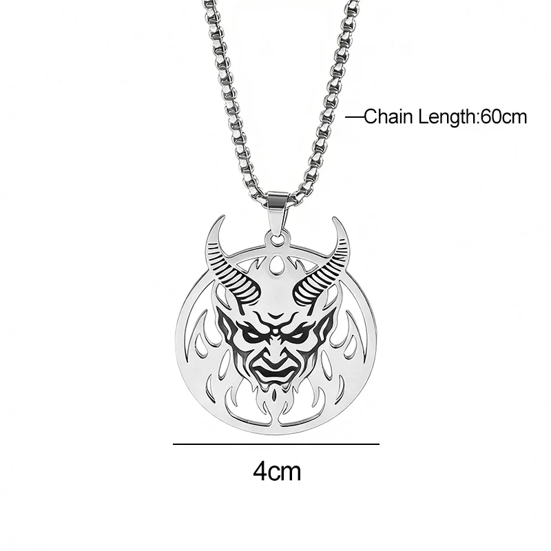جولة الجوف قسطنطينوس المتقشف الشيطان قلادة قلادة للرجال الفولاذ المقاوم للصدأ الشكل ميدالية تميمة المجوهرات #6
