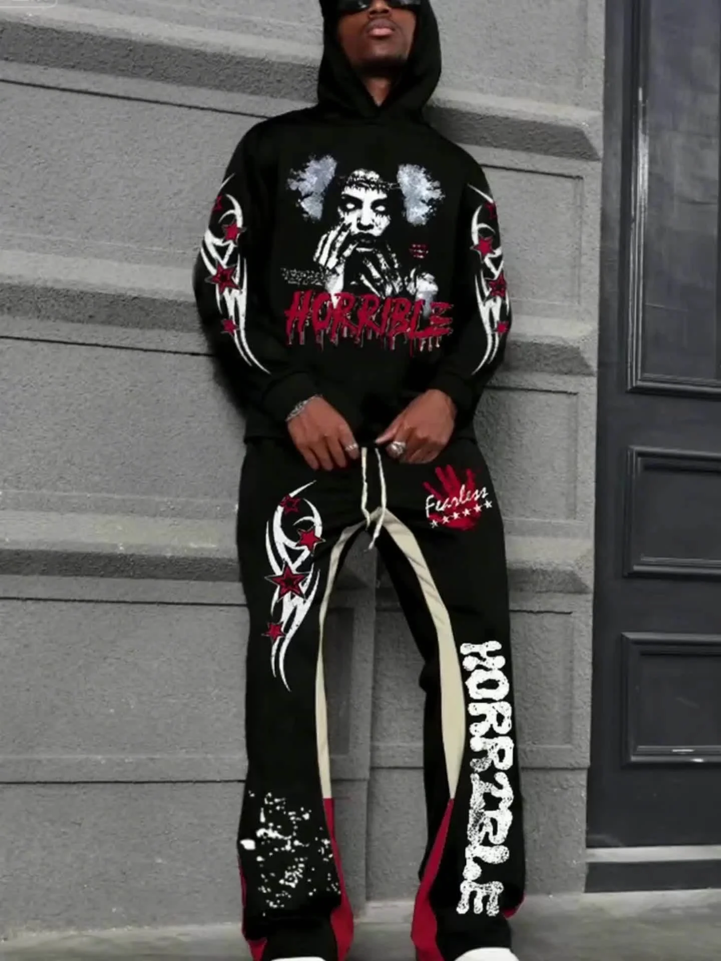 

Autumn/Winter Hoodie Set American Street Y2k Hip Hop Trendy Men's 3D Adult Hoodie Waist Pants Suitable for Both Men and Women