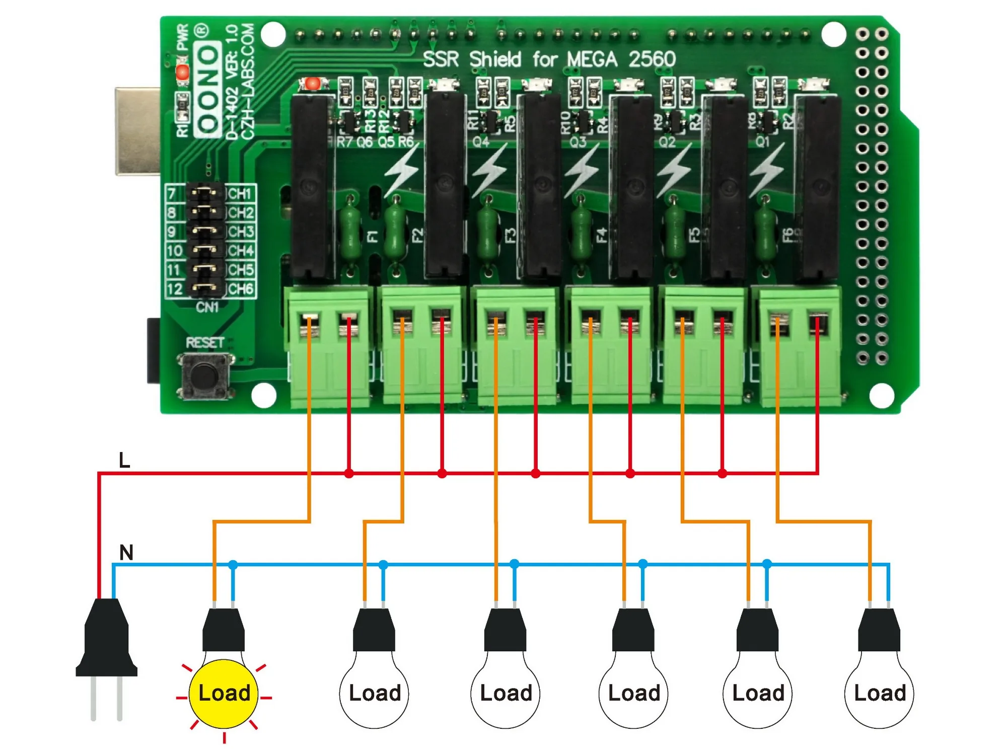 Solid State Relay SSR Board for Arduino Mega-2560 Due