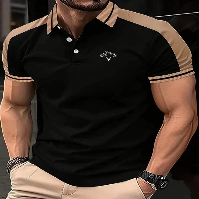 

Summer new European and American men's daily casual printed lapel short sleeved Polo