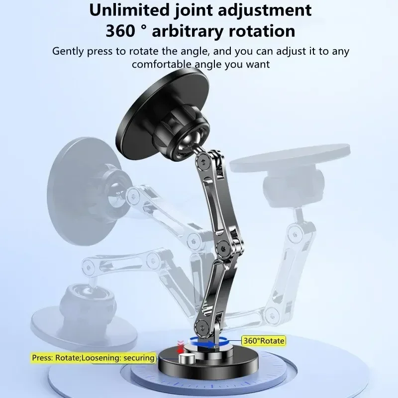 حامل هاتف مغناطيسي قوي حامل سيارة قابل للطي مصنوع من خليط معدني حامل هاتف السيارة حامل مغناطيسي للسيارة لهاتف آيفون وسامسونج وشاومي #6