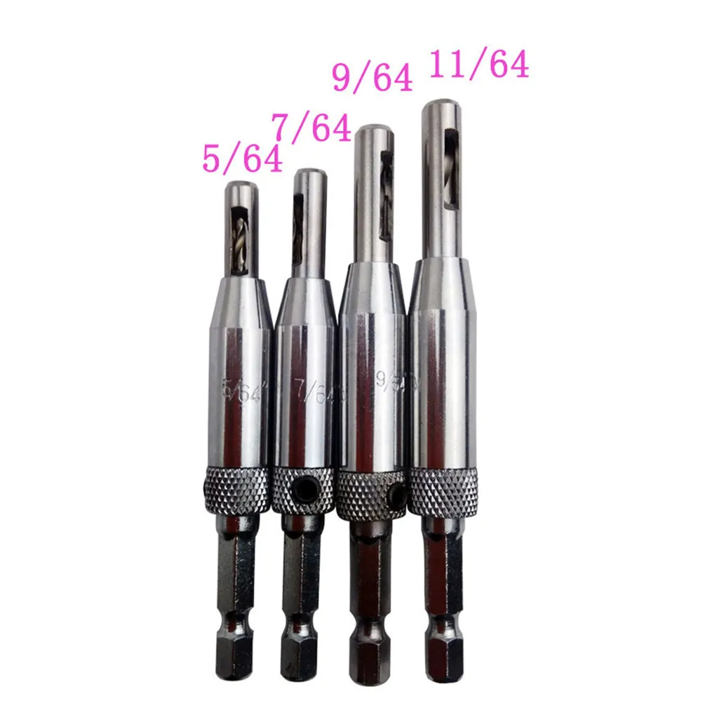 4Pcs Self Centering Hinge Bit Set High Body Stable Drill Bush Precise Pre Drilling for Doors Cabinet Furniture Wood