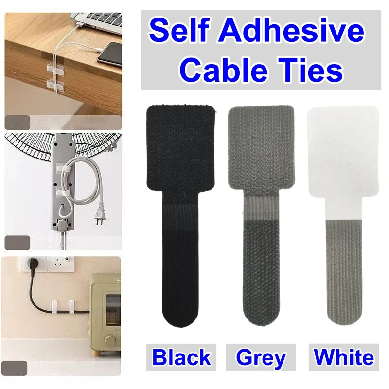 10/20/30 pçs reutilizáveis gancho e laço cabo laços cabo corda titular auto adesivo ajustável cabo organizador escritório em casa Essentials
