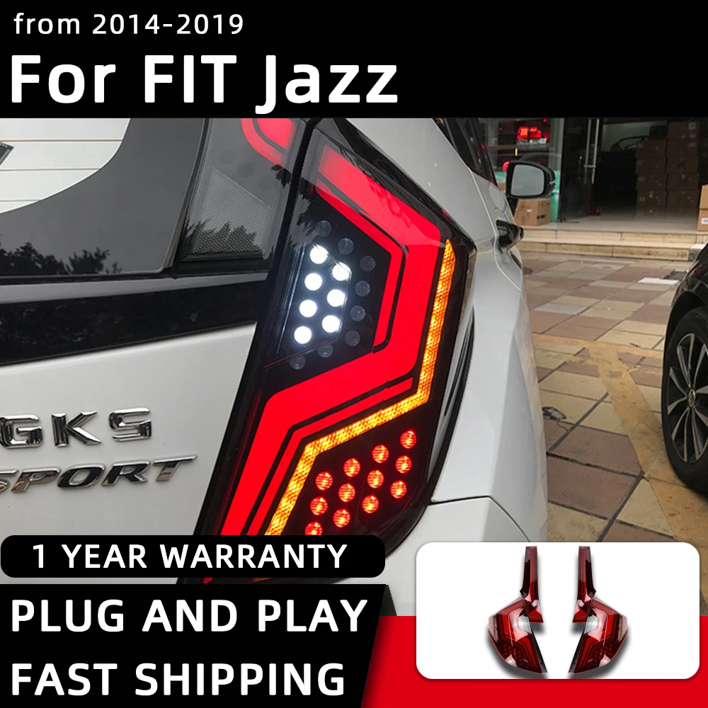 Taillight For Honda FIT Jazz GK5 LED Taillights 2014-2019 Tail Lamp Car Styling DRL Signal Projector Lens Auto Accessories  Rear