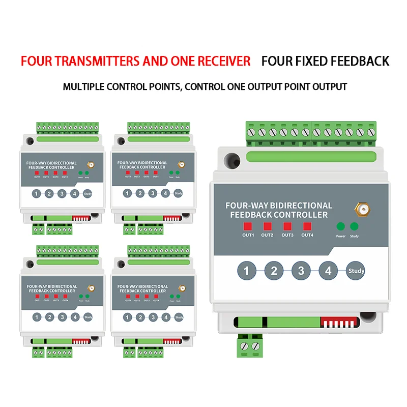 HK-FKGD40 Wireless IO Remote Relay Control Four Transmitting and One Receiving Switch 10A Max. Current Fixed Feedback
