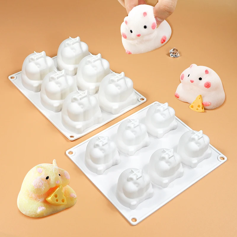 Hamster Silicone Cake Mold Mouse Shape Mousse Mould Cute Hamster Candle Mold Baking Cake Decoration Tools Kitchen Accessories