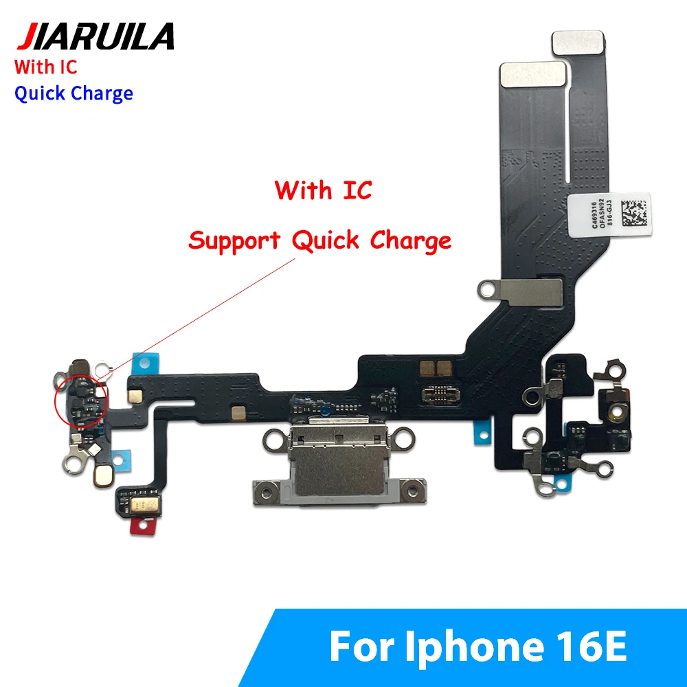 10Pcs/Lot Great USB Port Charger Dock Plug Connector Charging Board FLex Cable Mic Microphone Board For Iphone 16E 17