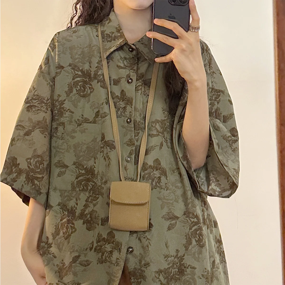 

y American Retro Loose Floral Print ort Sve irt ex Summer Faion Casual Comfortable Fit Printed Cotton Top