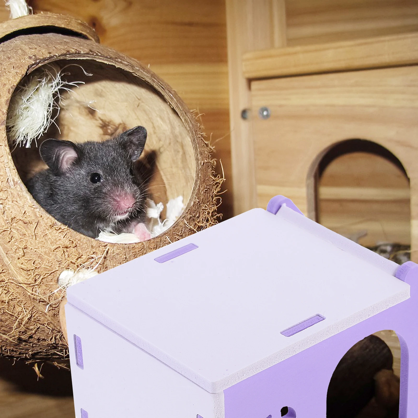 

Hamster Nest Small Enclosures Hutch Guinea Pig Hideouts House Decorative Rat Sleeping Cage Accessories Durable PVC Safe