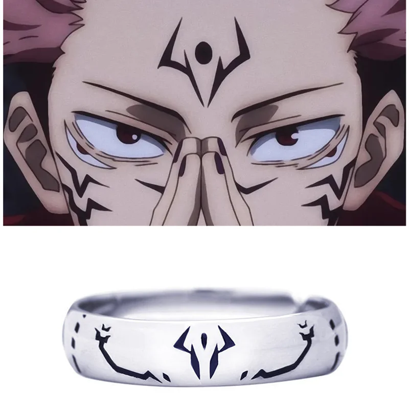 Anime Jujutsu Kaisen Ryomen Sukuna Itadori Yuji Ring Metal Cosplay Adjustable Rings Jewelry Accessories Gift Collection