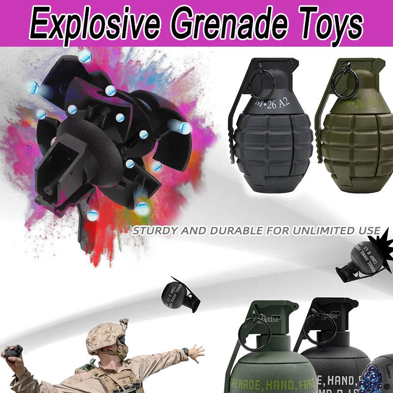 Granate M18 Modello di granata in nylon Giocattolo di granata per esplosione, Airsoft anticaduta, ricaricabile, sfera di gel, coriandoli, farina
