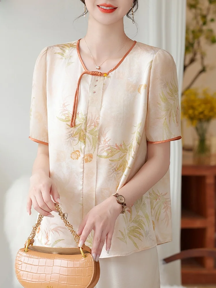 

Новый китайский летний комплект одежды для мам: модный свободный топ с вышивкой для женщин среднего возраста