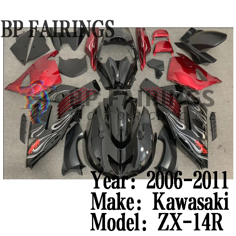 For Kawasaki Zx14r Body Kit 2006-2011 ZZR 1400 2011 Zx14 Zx-14r Fairing Kit 2006 2007 2008 2009 2010 2011 set Black Red